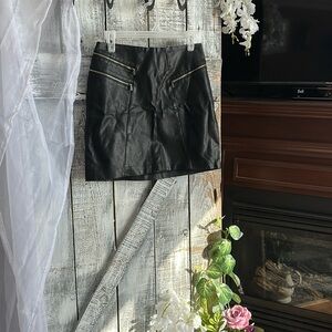 Black polyurethane skirt. Cute!